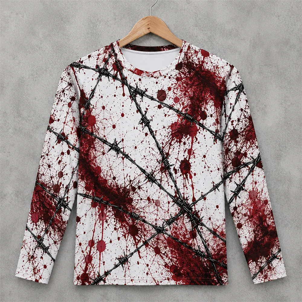 3D Print Horror Red Blood Stai - огляд і ціна Men'S Fashion T Shirts
