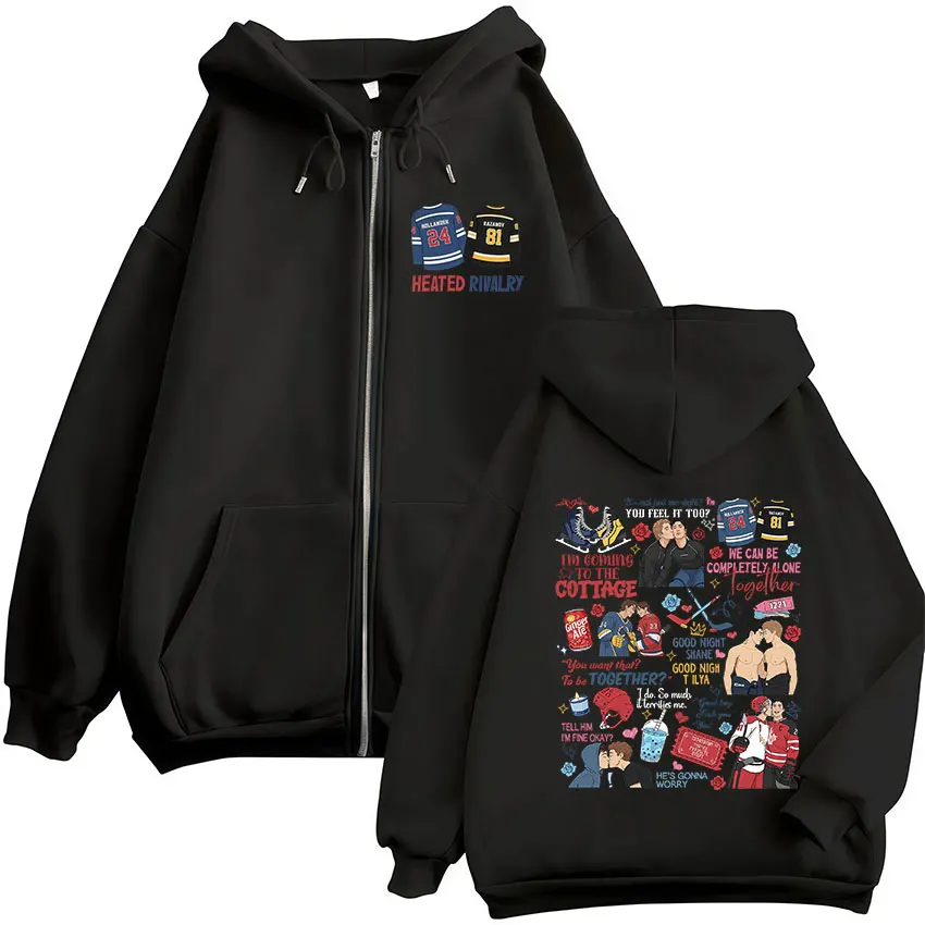 Heated Rivalry Print Zipper Ho - огляд і ціна Mens Fashion Zip Up Hoodies